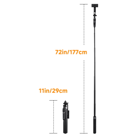 K&F Concept KF15.0030 - mini statyw i selfie stick 2w1 do smartfona z uchwytem stabilizującym - wymiary